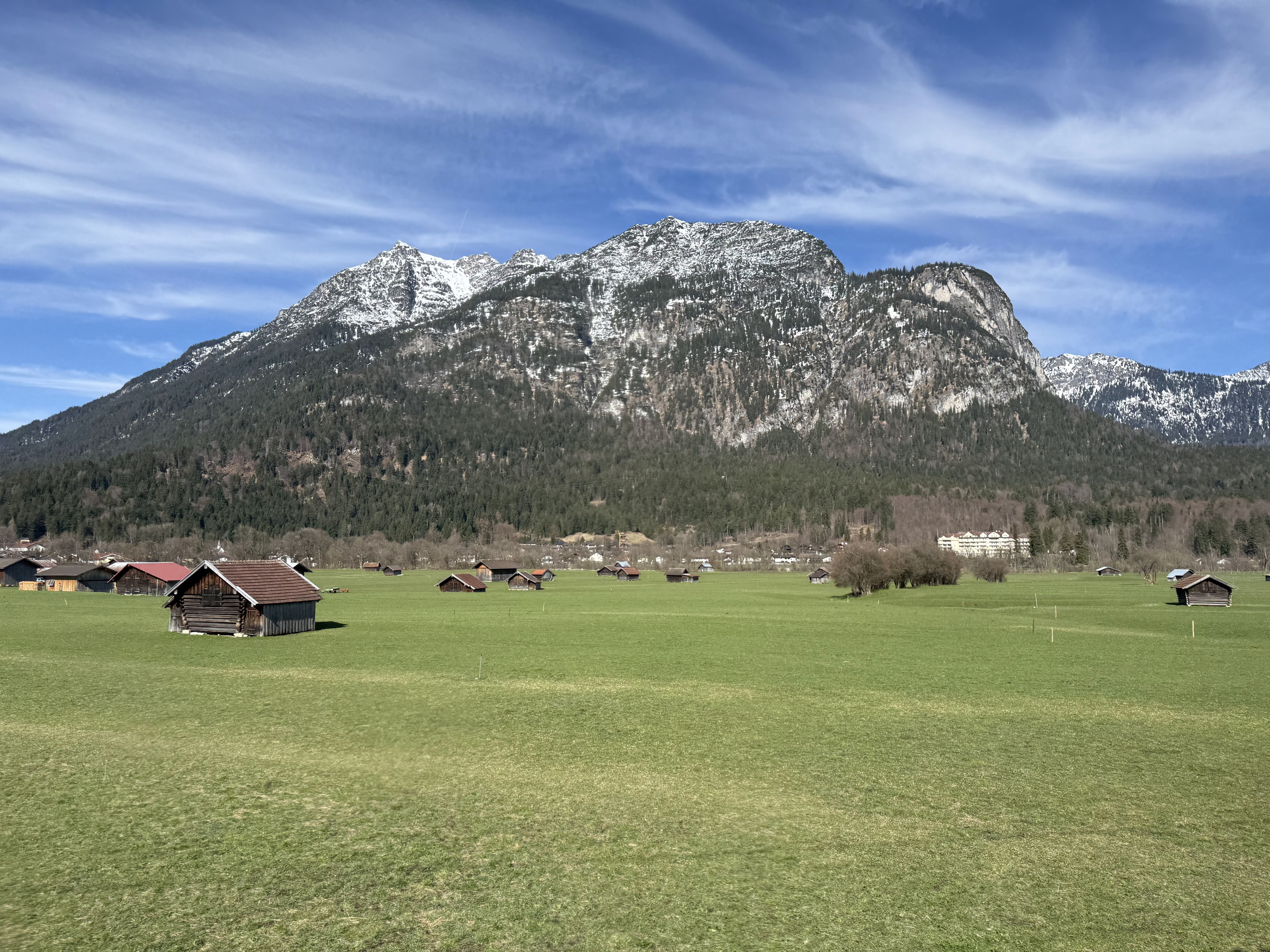 Mountain scenery on the way toward Zugspitze during our family day trip.