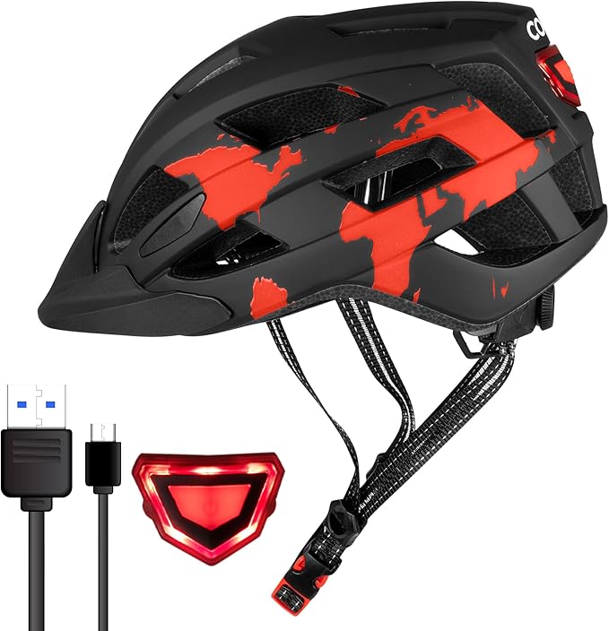 COOZI Teen Bicycle Helmet with LED Light