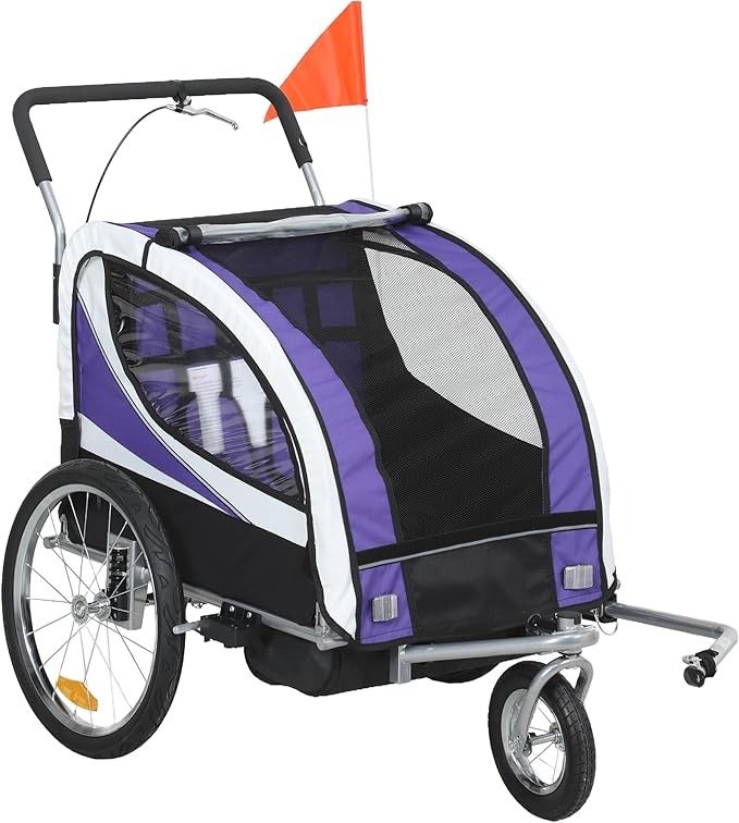HOMCOM 2-in-1 Double Bike Trailer
