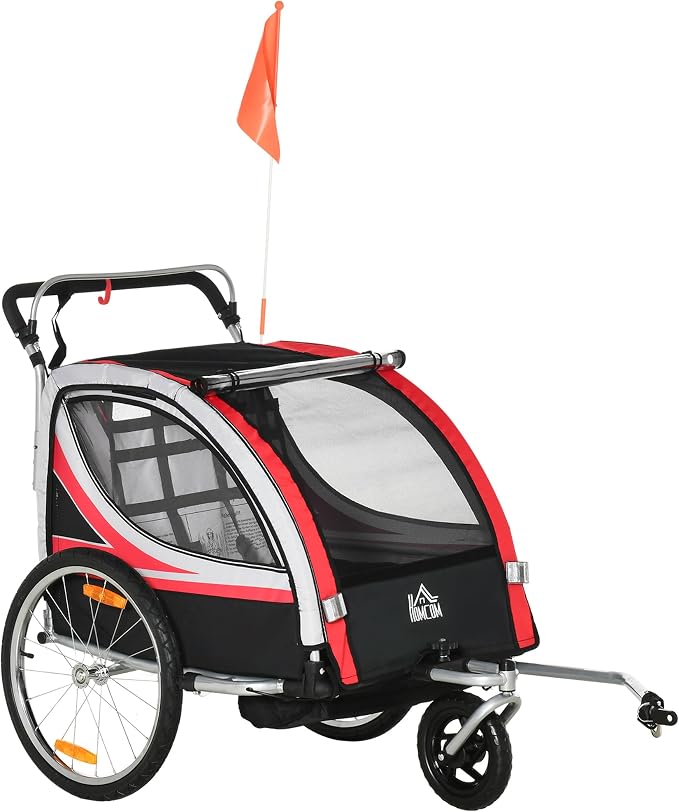 HOMCOM 2-in-1 Double Bike Trailer