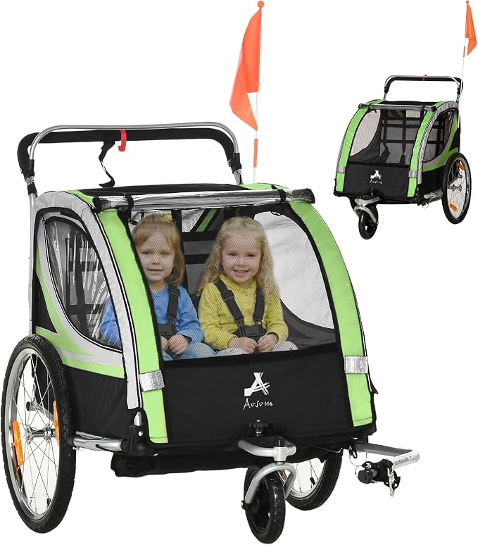 Aosom 440-026 2-in-1 Child Bike Trailer