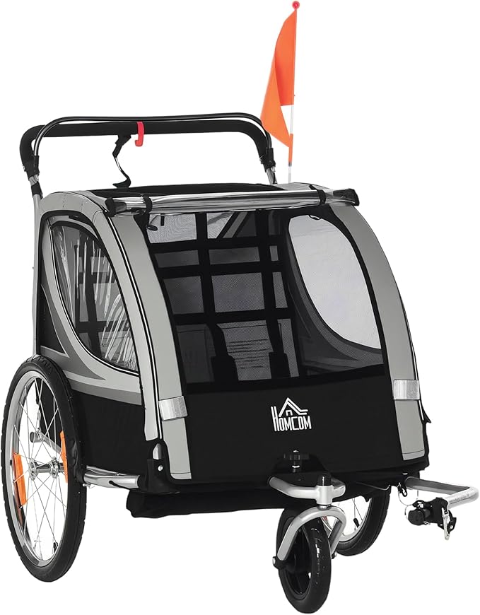 HOMCOM 2-in-1 Doppel-Fahrradanhänger