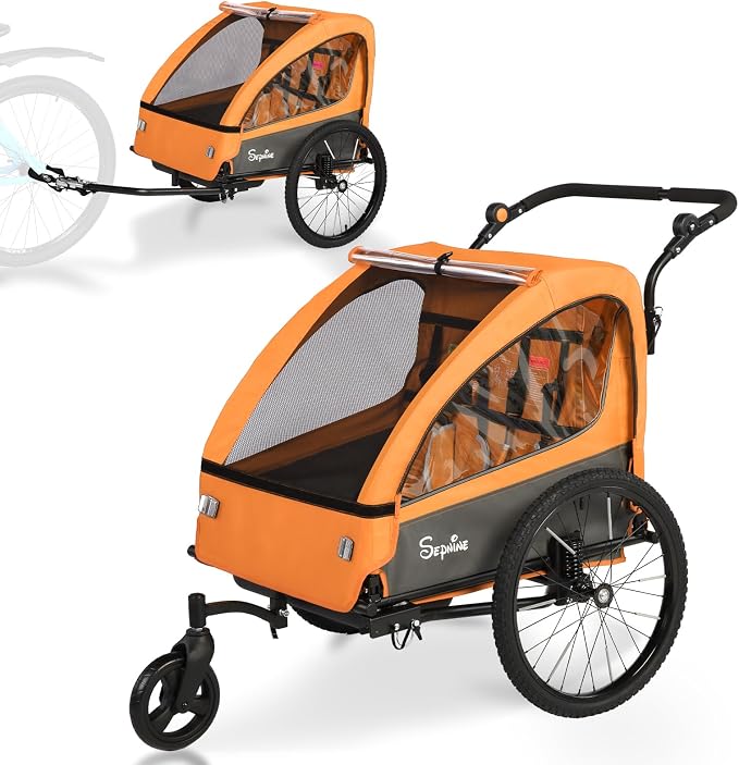 SEPNINE Suspended Two-Child Bike Trailer