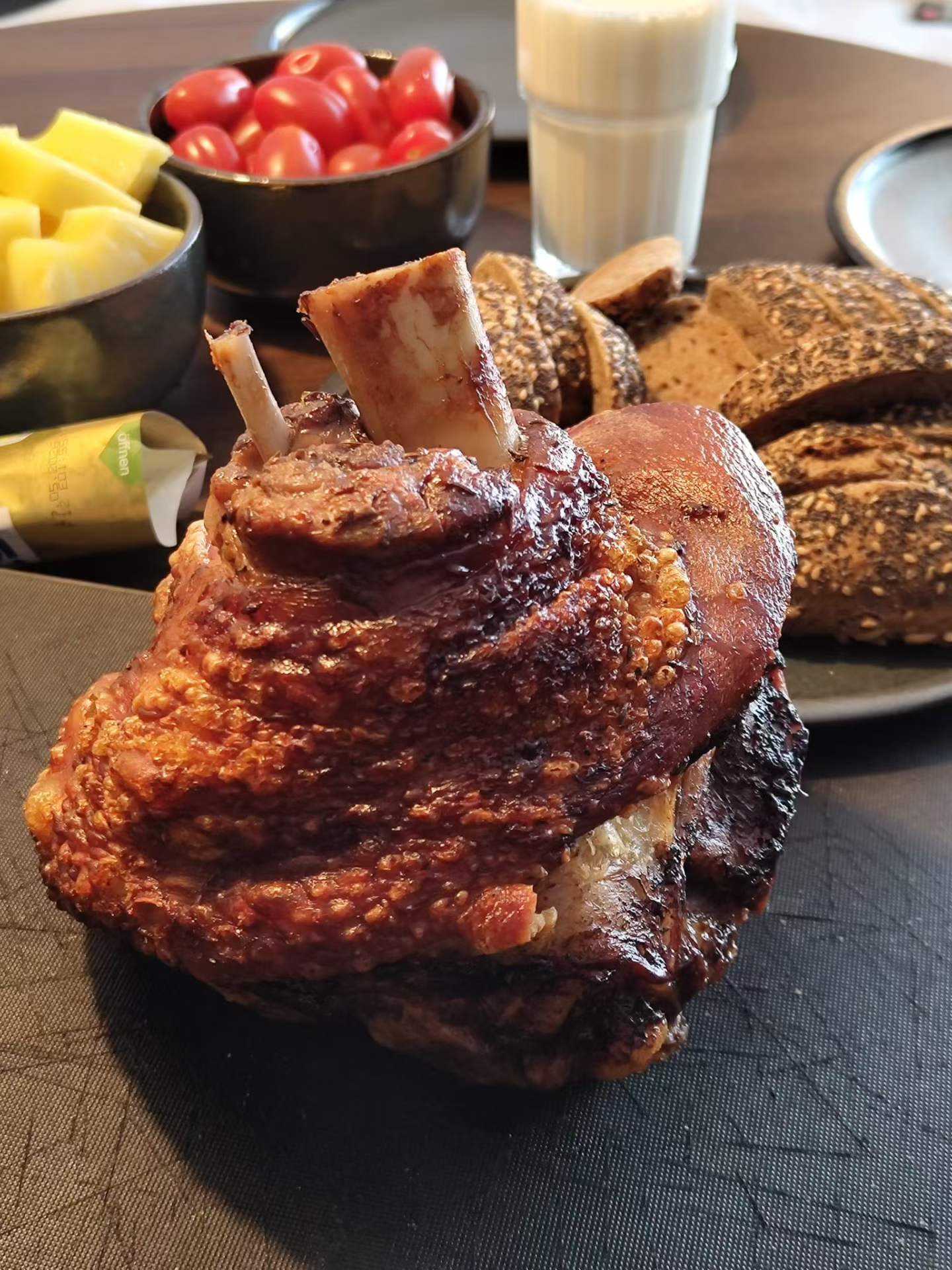 The pork knuckle we took home from Haxengrill on our last Munich day.