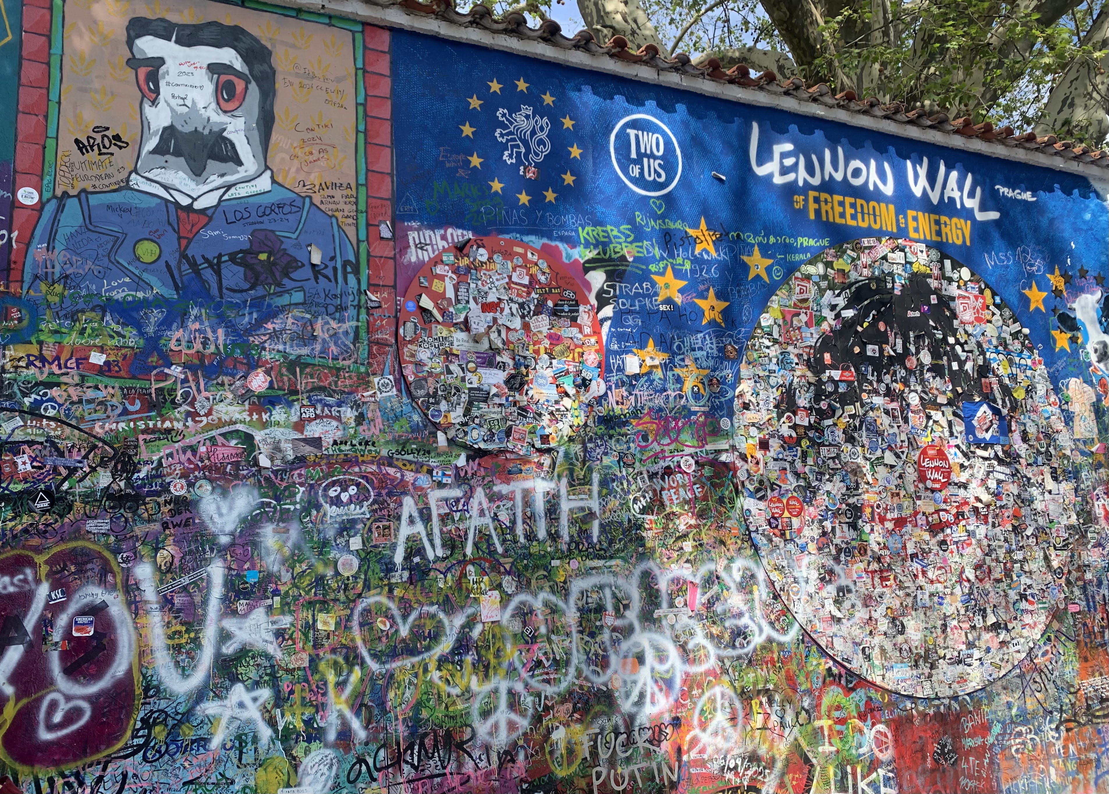 The Lennon Wall in Prague, a short visual stop that worked better for children than a long explanation would have.