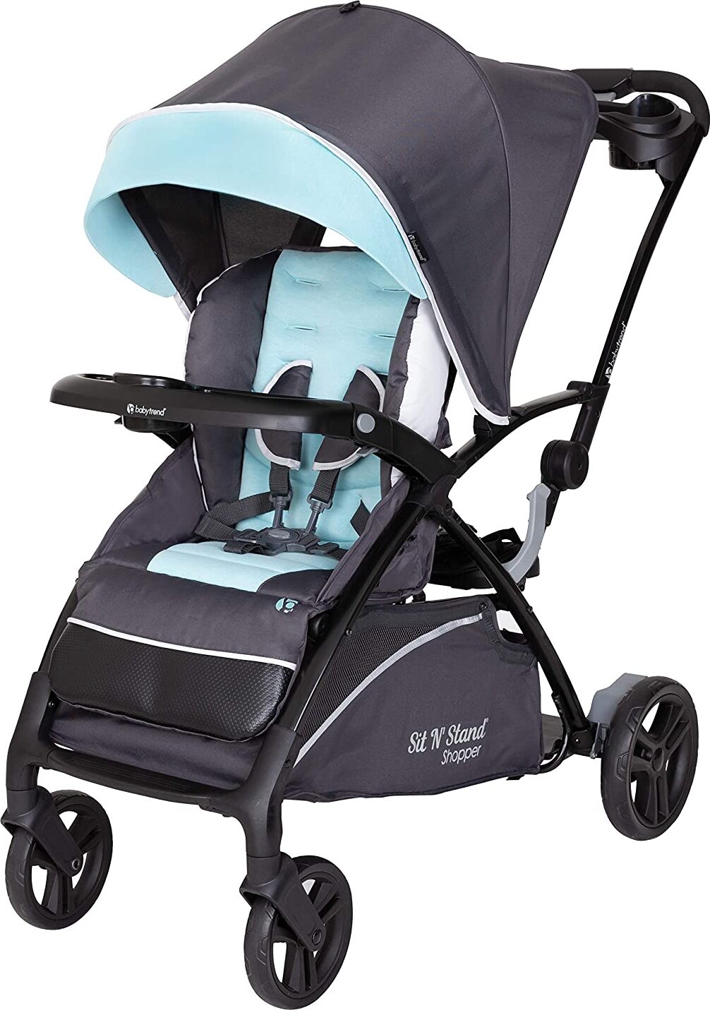 A Baby Trend Sit N Stand 5 in 1 Shopper stroller.