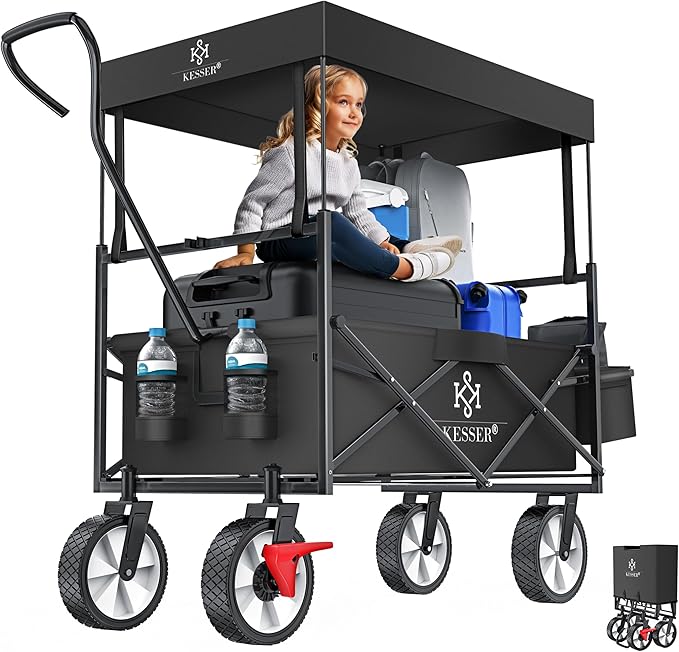 KESSER Folding Kids Wagon with Roof