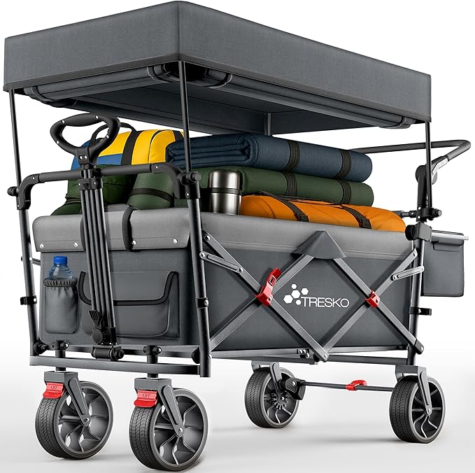 TRESKO Folding Kids Wagon with Roof