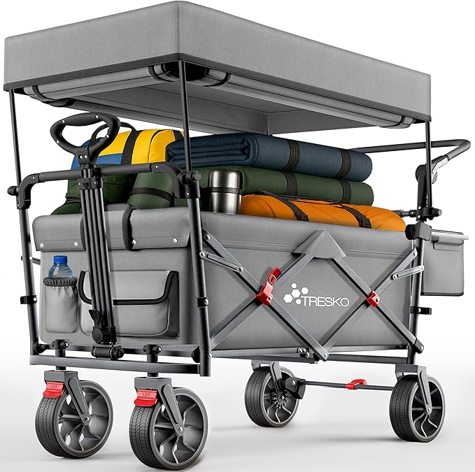 TRESKO Folding Kids Wagon with Roof