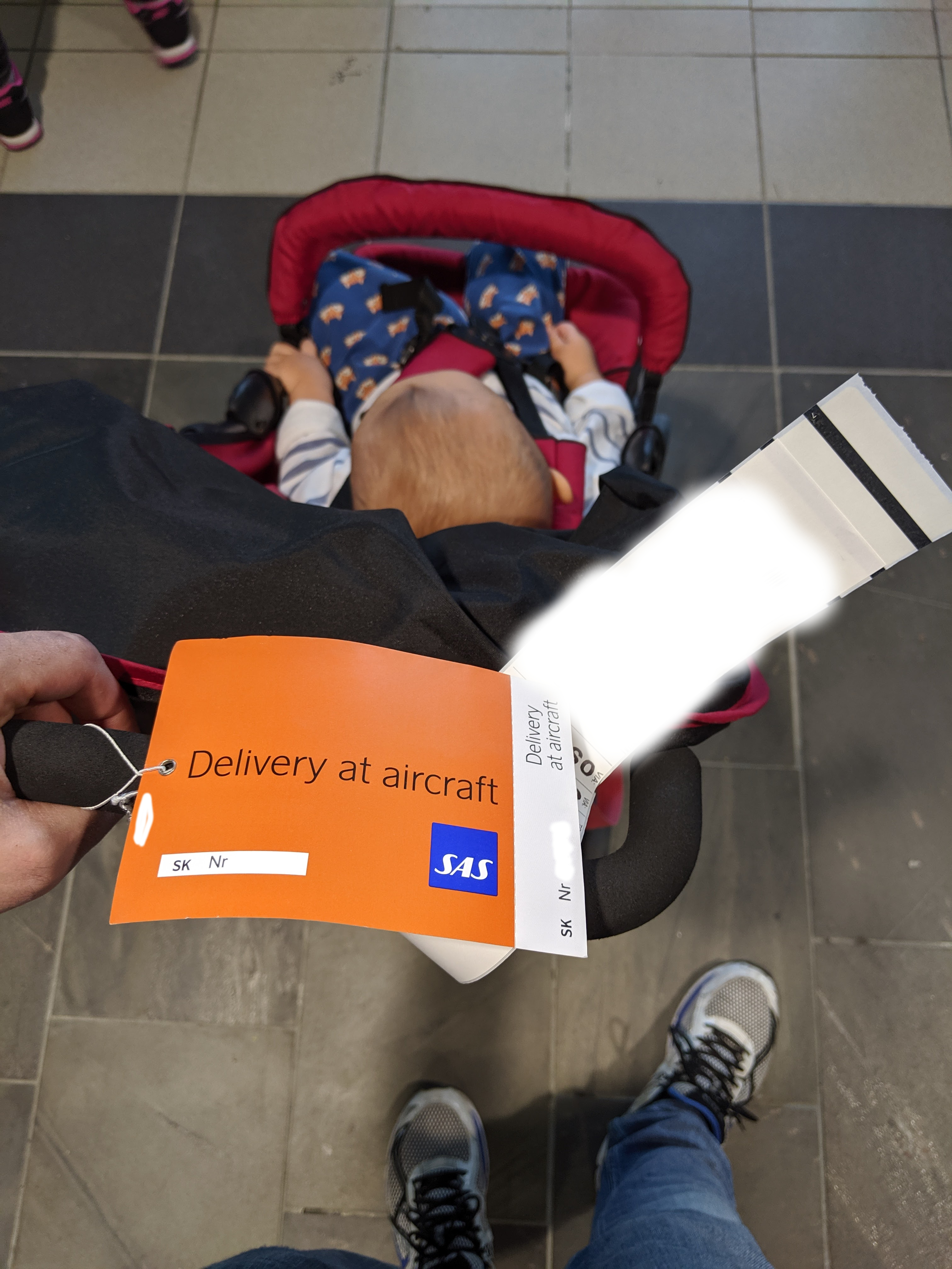 We quickly got the stroller when getting off the flight in Tromsø (Norway).
